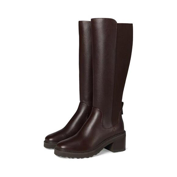 Cole Haan Womens Gema Tall Lug Boots US 7 M Burgundy Leather Waterproof EUC - Picture 1 of 12